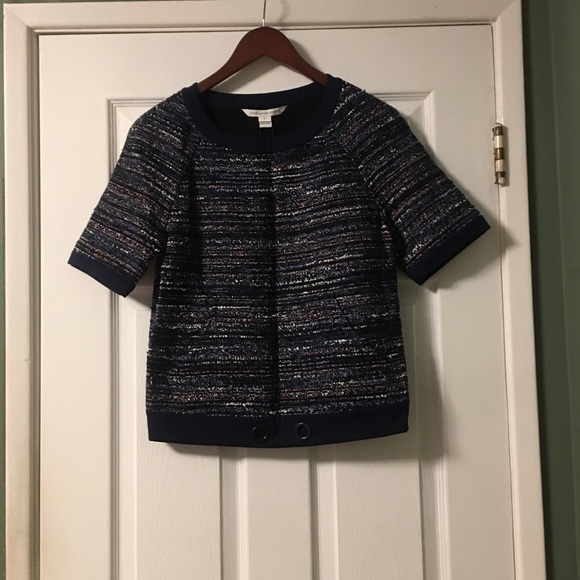 Diane Von Furstenberg Adela Boucle Woven Tweed Top - Picture 4 of 16